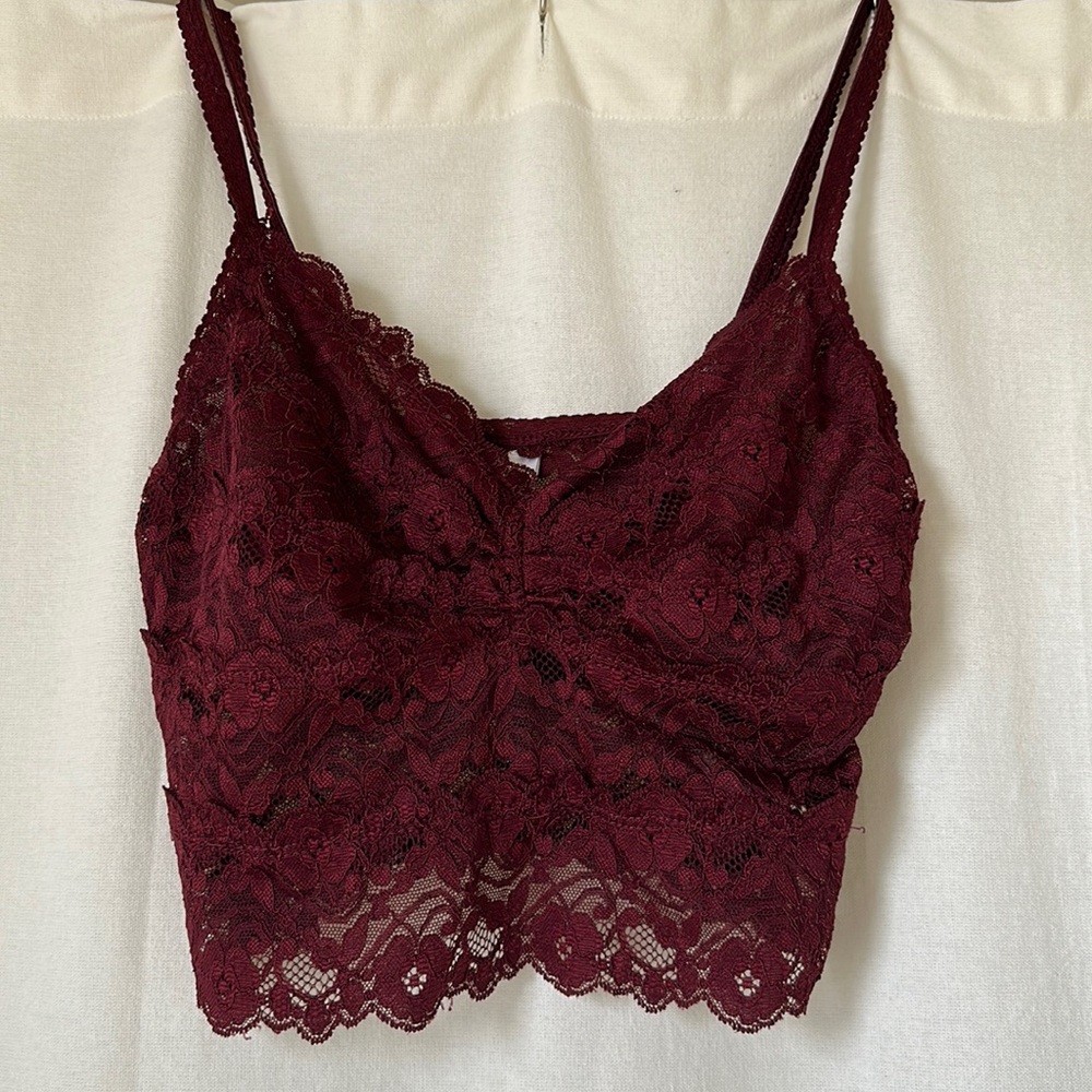Wishlist Burgundy lace longline bralette. Size S - Picture 1 of 6